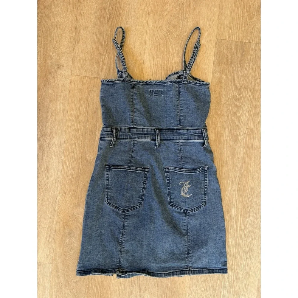 JUICY COUTURE Vintage Y2K Made in USA  Denim Mini Dress Medium Logo